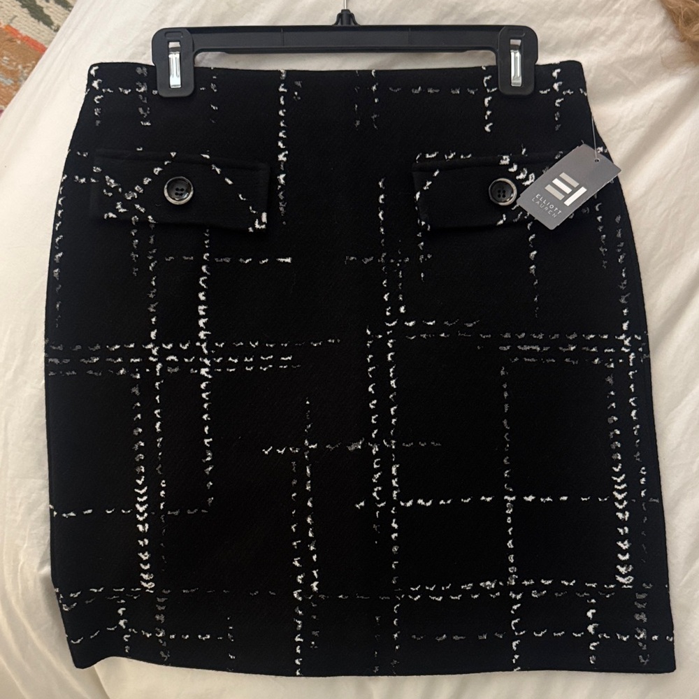 Elliott Lauren Black and White Checkered Pencil Skirt